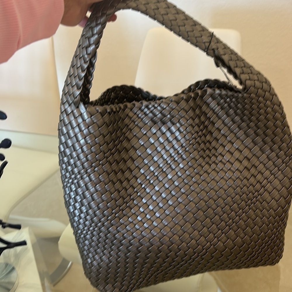Elegant Bronze Woven Tote Bag
